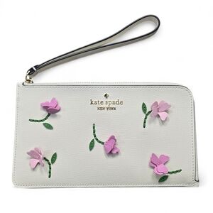 Kate Spade Lucy Appliqué Medium L-Zip Wristlet ☆